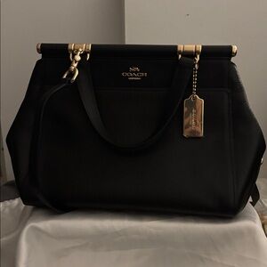 Coach Grace Black Leather with Gold Accents NWT